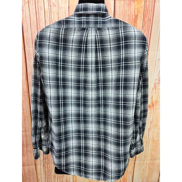 Ralph Lauren Mens Black Plaid Flannel Shirt Medium - Picture 2 of 8